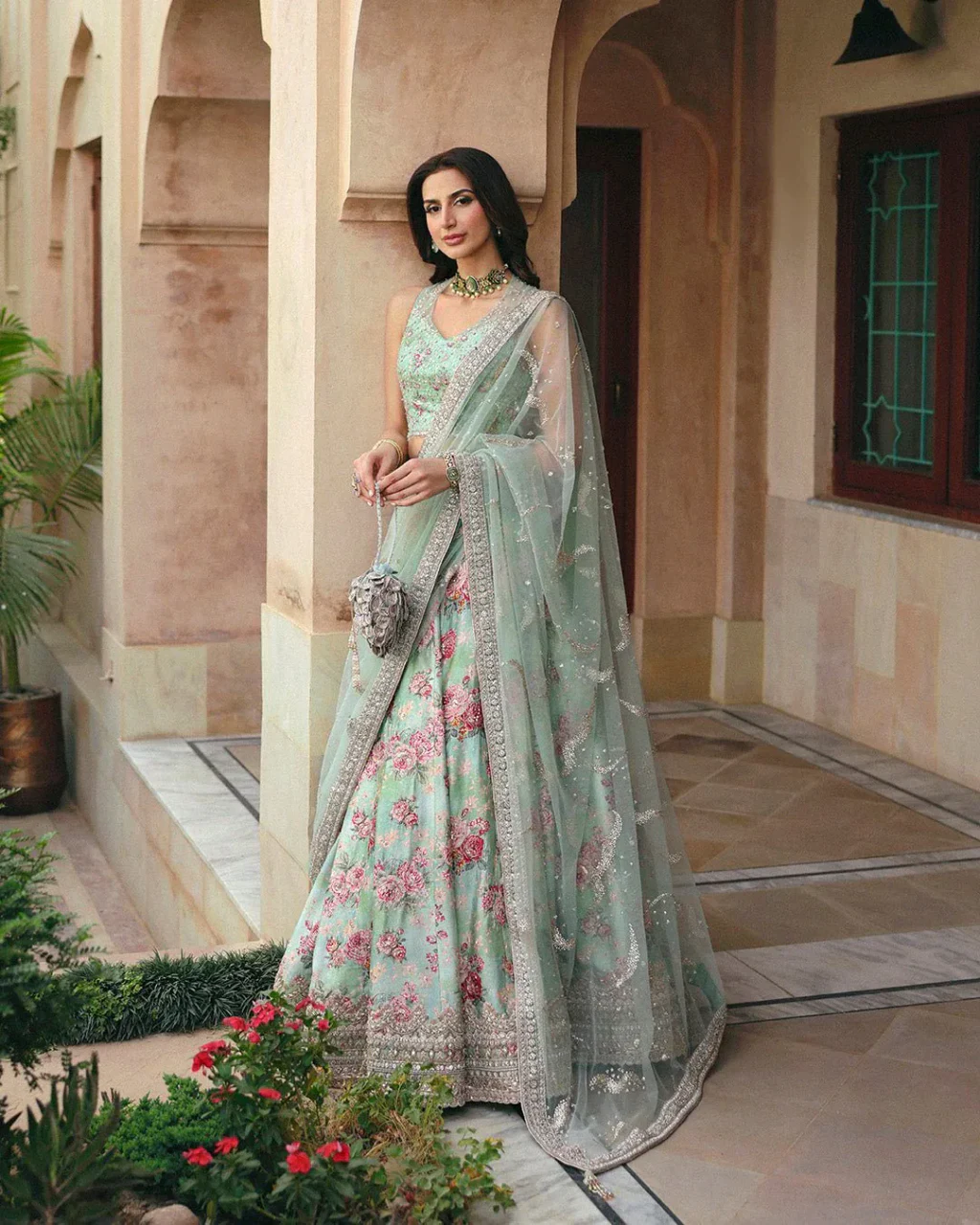 Rosabelle Style sea-green floral lehenga choli